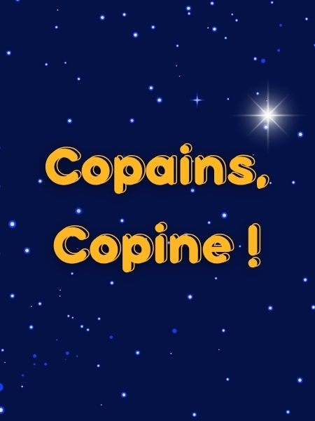 Illustration de présentation du spectacle "Copains, Copine !" format portrait.